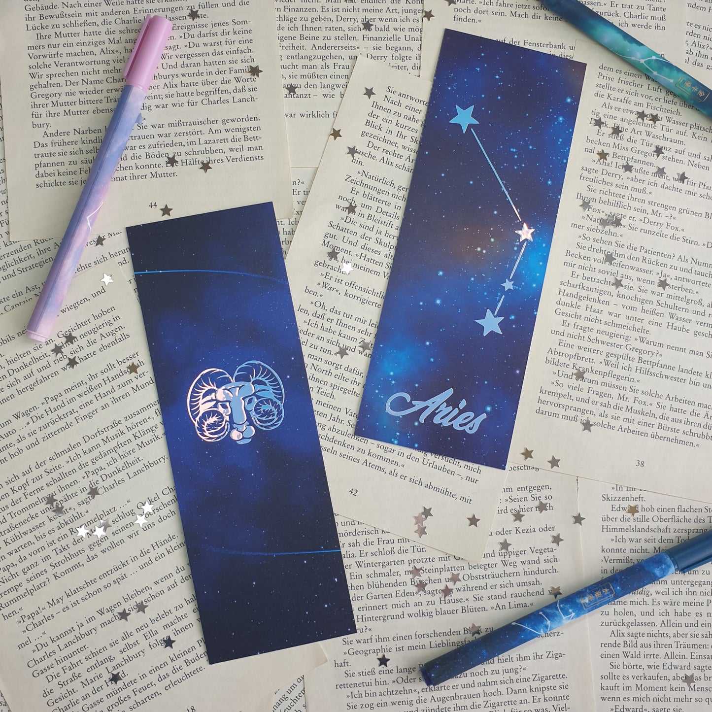 Aries - Holo Vinyl Star Sign/ Zodiac Sign Galaxy Bookmark