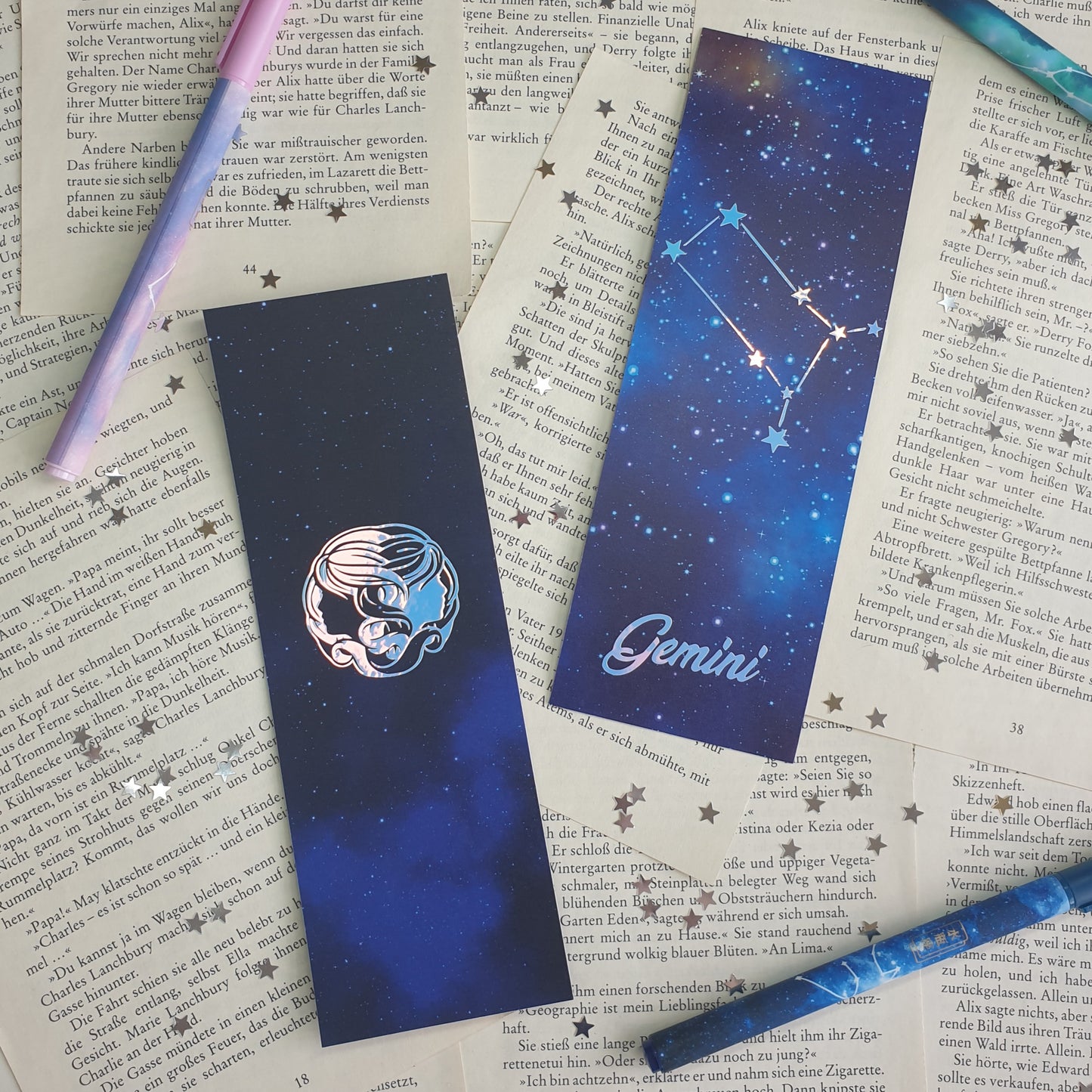 Gemini - Holo Vinyl Star Sign/ Zodiac Sign Galaxy Bookmark