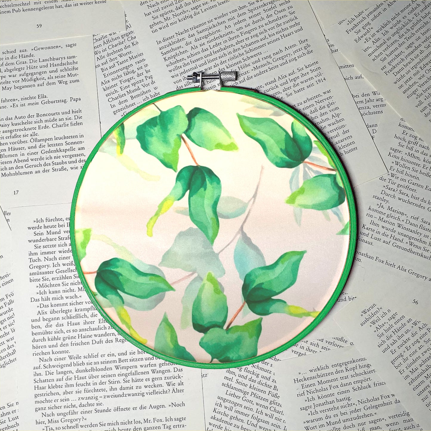 Leaf Watercolor Satin Pin Hoop