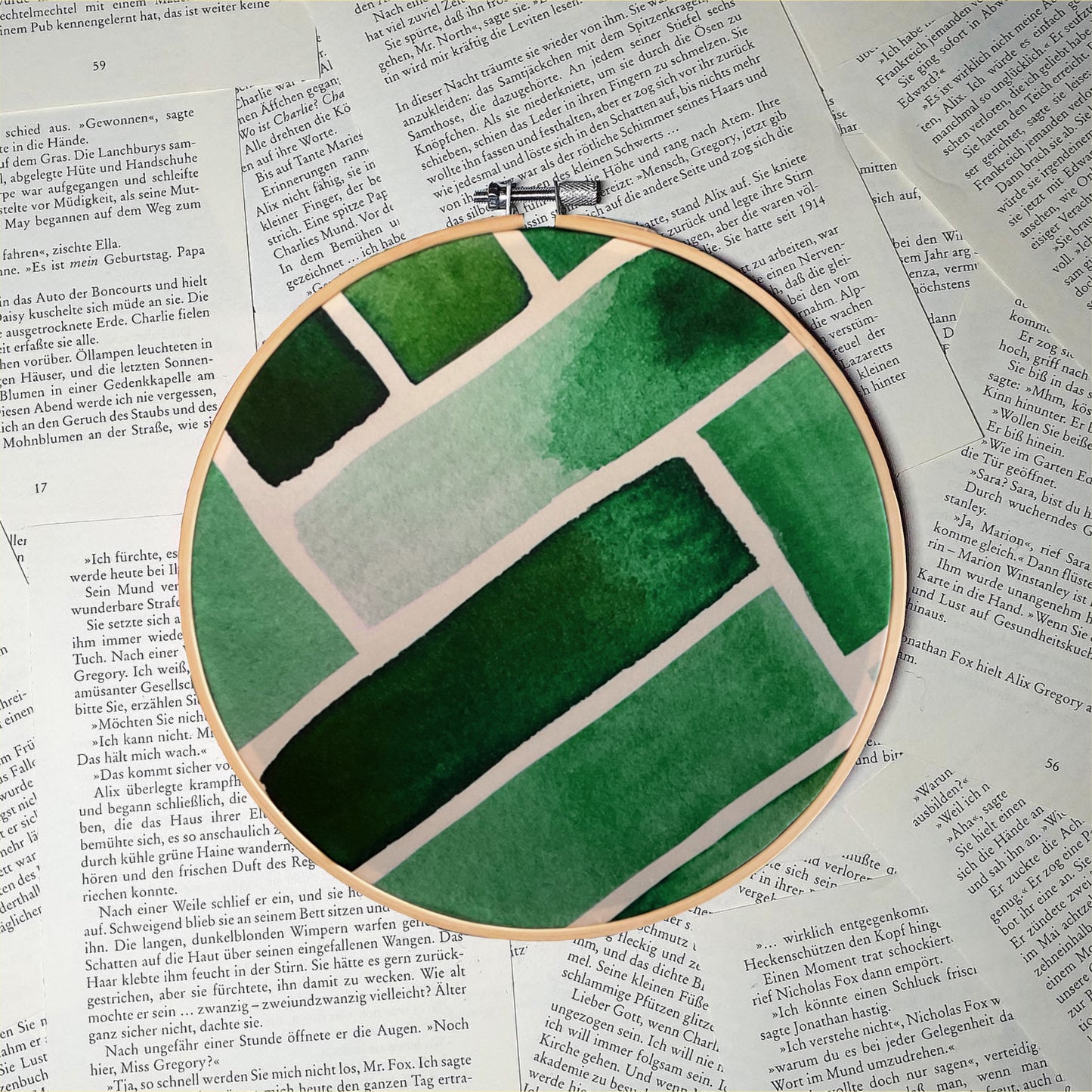Green Watercolor Satin Pin Hoop